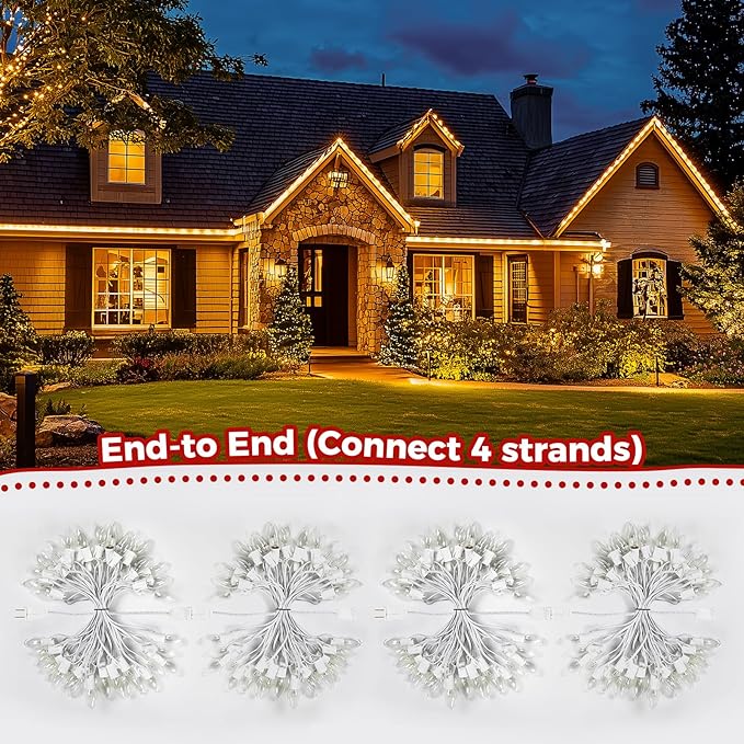 Minetom C9 Clear Christmas String Lights, 25FT 25 Blubs Bright & Warm Outdoor Christmas Lights, Long Life C9 String Lights for Tree Patio Gazebo Wreath, White Wire