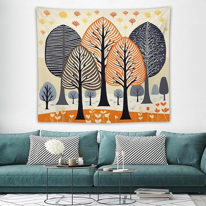 MaSiledy Shabby Chic Trees Tapastry's Wall Hanging Autumn Nature Forest Tapestries for Bedroom Landscape Tapestry Wall Hanging for Living Room Dorm 50"x60" Xmas Wall Hanging Polyester Tapestries