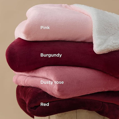 Bedsure GentleSoft Sherpa Fleece Blankets King Size for Bed - Thick and Warm Throw for Girls and Women, Soft Fuzzy Plush King Blanket for Winter, Dusty Rose, 108x90 Inches
