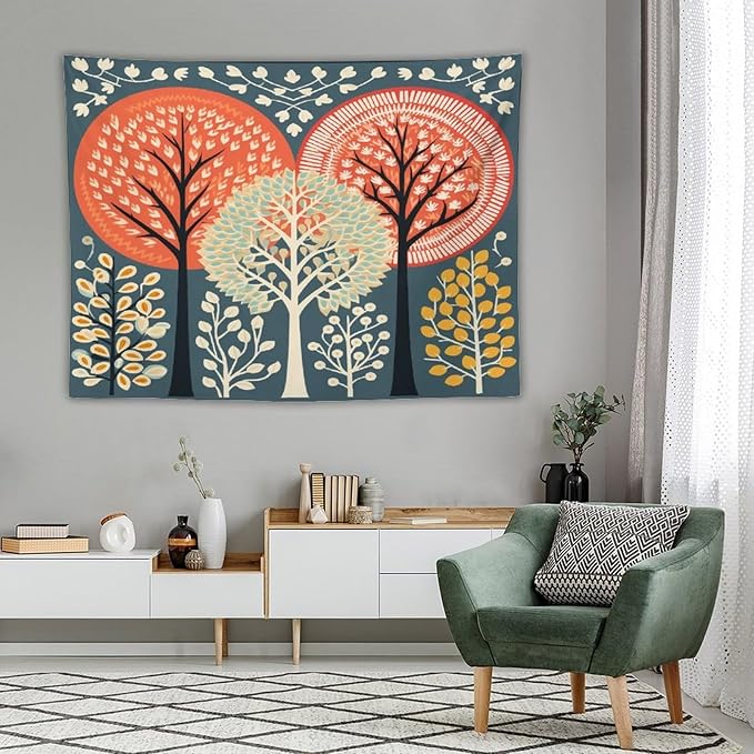 Shabby Chic Trees Tapestries Fall Autumn Tree Tapestries for Bedroom Landscape Tapestry Wall Hanging Decor Tapestry for Bedroom Aesthetic Alt Room 60"x80" Tapestries Winter Snowflake Decorative