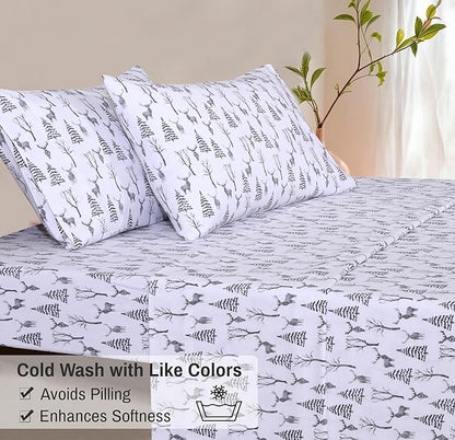 RUVANTI Flannel Sheets Full Size - 100% Cotton Double Brushed Bed Sheets Set, Deep Pockets 16 Inches, All Seasons Breathable & Extra Soft Full Sheets, Warm & Cozy, 4 Piece, Dry Winter