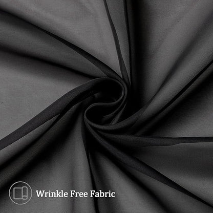Aiyufeng Black Sheer Curtains for Windows 54 inch Long 2 Panel Set, Rod Pocket Soft Voile Sheer Classic Window Treatment with Light Through for Bedroom/Living Room, 40W x 54L, 2-Pack