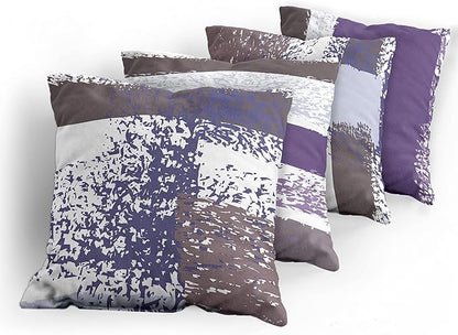 Ambesonne Grunge Throw Pillow Cushion Case Pack of 4, Abstract Design Simplistic Minimal Stripes Brushstrokes Contemporary, Modern Accent Double-Sided Digital Printing, 24", Purpleblue and Lavender