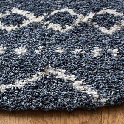 SAFAVIEH Arizona Shag Collection Area Rug - 6' x 8' Oval, Slate Blue & Ivory, Non-Shedding & Easy Cleaning, Plush Thick Pile, Ideal for Living Room, Bedroom, Dining Space (ASG741L)