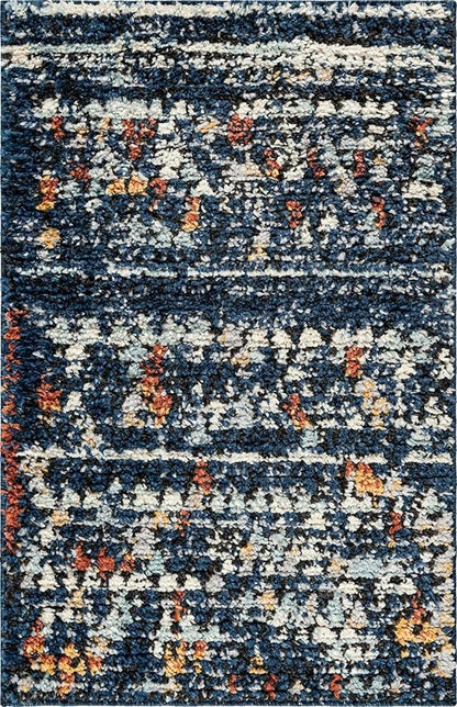 Rugs.com Morocco Collection Rug – 2' x 3' Navy Blue High-Pile Rug Perfect for Living Rooms, Large Dining Rooms, Open Floorplans