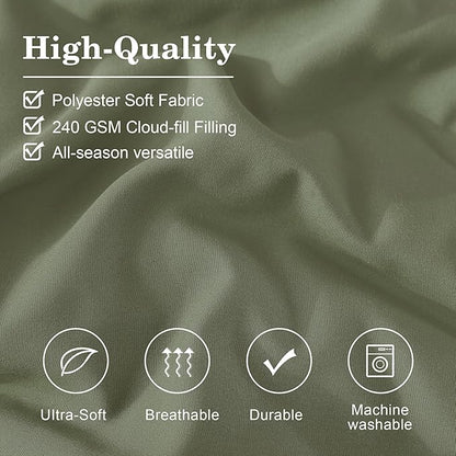 Monbix King Size Comforter Set - 7 Pieces Bed in a Bag King, Light Sage Green Bedding Sets with Comforter, All Seasons Down Alternative Comforter Bed Set with Sheets, Pillowcases & Shams