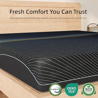 Crystli Twin Mattress 10 Inch, Gel Memory Foam Twin Size Mattresses, Activated Charcoal Infused, Medium Firm Bed Mattress in a Box for Pressure Relief, Fiberglass-Free, CertiPUR-US Certified, Black