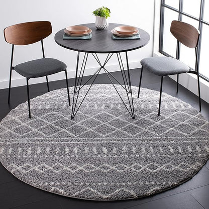 SAFAVIEH Arizona Shag Collection Area Rug - 6' x 8' Oval, Grey & Ivory, Non-Shedding & Easy Cleaning, Plush Thick Pile, Ideal for Living Room, Bedroom, Dining Space (ASG741G)