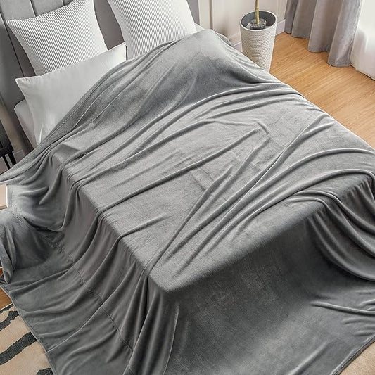 BEDELITE Big Fleece Blanket - 120" x 120" (10' x 10'), Super Soft Fluffy Fuzzy Oversized King Blanket for Bed, Couch, Sofa, Camping, Fits Whole Family, Grey