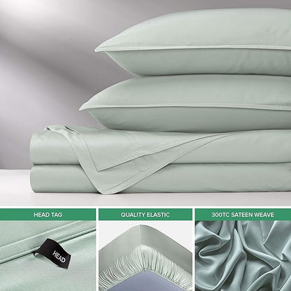 Short Queen Sheets by Pure Bamboo for RV Camper (60"x75") - Genuine 100% Organic Viscose Derived from Bamboo Bed Sheet Set, Soft & Cooling, Lifetime Quality Promise (Short Queen, Sea Glass)