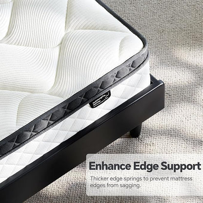 King Size Mattress 10 Inch, Pocket Spring & Memory Foam Hybrid Mattress with 3D Breathable Knitting Fabric