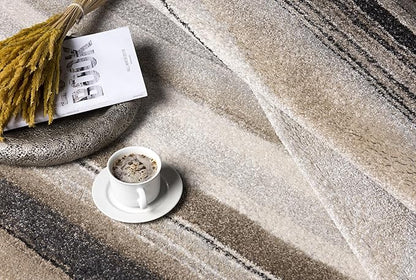 RUG BRANCH New Zealand Plush 5' x 8' (5'3" X 7'5") Scandinavian Indoor Area Rug, Contemporary, Cream Beige - Living Room, Bedroom, Dining Room, and Kitchen