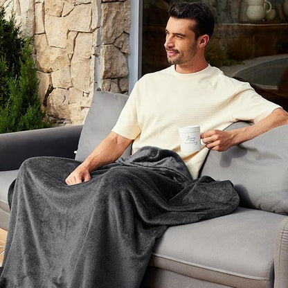 Exclusivo Mezcla Fleece Blanket Twin Size for Bed, Super Soft and Warm, All Season Use, Cozy, Plush, Lightweight, 90x66 Inches, Dark Grey