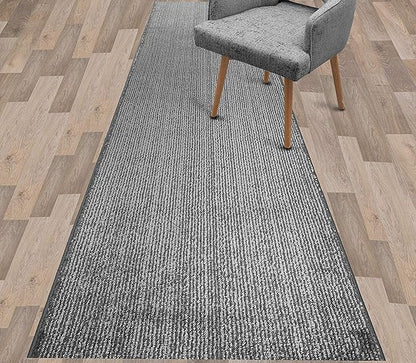 Custom Length Cut to Size Wide Width Carpet Runner Rug for Hallways, Skid Resistant Latex Rubber Backed, 31 inch Wide X Customized Length, Stripe Grey, 31 inch X 32 feet