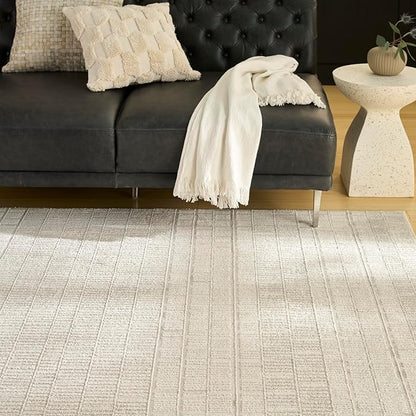 Nourison Nordic Ivory 5' x 7' Scandinavian Area Rug - Easy Clean, Non Shedding, Bed Room, Living Room, Dining Room, Kitchen (5' x 7')