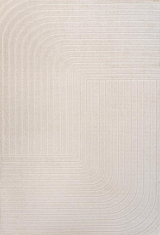 Eyely NCS101A-5 Scandinavian Odense Minimalist Angle Geometric Indoor Area Rug, Modern, Contemporary, Coastal, Bohemian, Bedroom, Kitchen, Living Room, Non Shedding, Ivory/Cream, 5' x 8'