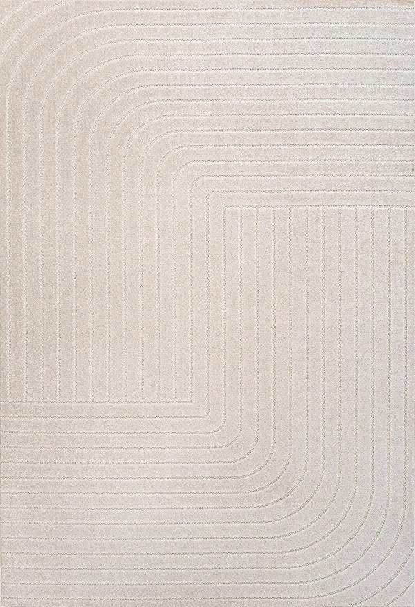 Eyely NCS101A-6 Scandinavian Odense Minimalist Angle Geometric Indoor Rug, Pet Friendly, Non-Shedding, Stain Resistant, Easy-Cleaning, Ivory/Cream, 6 ft. x 9 ft., Indoor/Outdoor, Area Rug