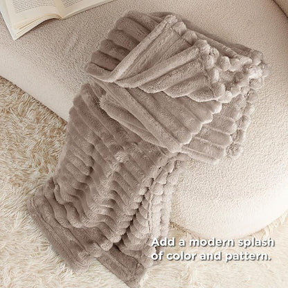 Bedsure GentleSoft Brown Throw Blanket for Couch - Cozy Soft Fleece Blankets for Women, Cute Small Throws for Girls, Mocha Meringue, 50x60 Inches