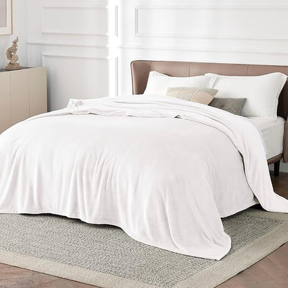 Bedsure GentleSoft Fleece Blanket California King White - Lightweight Plush Fuzzy Cozy Soft Bed Blankets, 102x96 inches