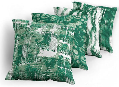 Ambesonne Vintage Throw Pillow Cushion Case Pack of 4, Abstract Grunge Effect Brushstrokes and Waving Striping Stains Paisley Drops, Modern Accent Double-Sided Digital Printing, 16", Forest Green