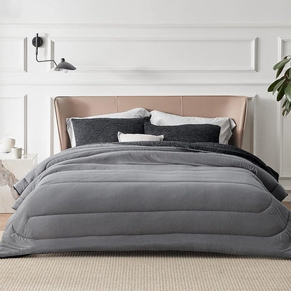 Bedsure California King Comforter Set - Cooling and Warm Bed Set, Charcoal Black Reversible Bedding for All Season, 3 Pieces, 1 California King Size Comforter (104"x96") and 2 Pillow Cases (20"x36")
