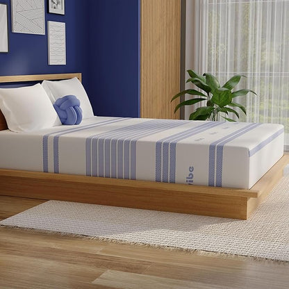 Vibe Gel Memory Foam Mattress, Fiberglass Free, 12-Inch CertiPUR-US Certified Bed-in-a-Box, California King, White