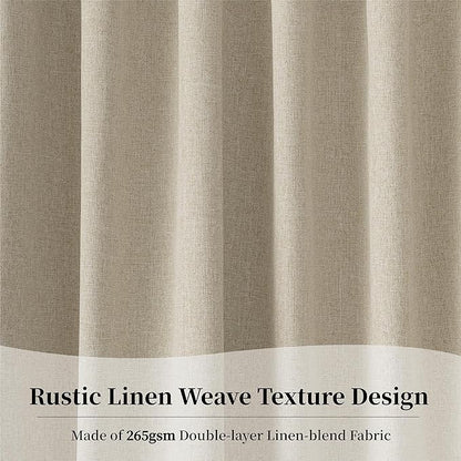 KangBang 100% Black Out Linen Curtains 96 Inches Long for Bedroom, Thermal Insulated Back Tab Drapes for Living Room Dining, Room Darkening Vertical Curtains & Drapes 2 Panels, 52x96 Inch