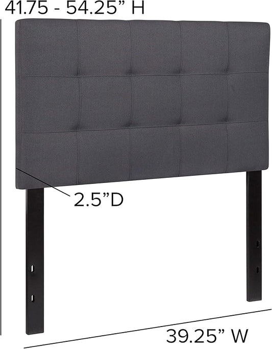 Flash Furniture Bedford Tufted Upholstered Twin Size Headboard in Dark Gray Fabric