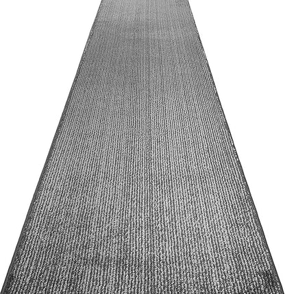 Custom Length Cut to Size Wide Width Carpet Runner Rug for Hallways, Skid Resistant Latex Rubber Backed, 31 inch Wide X Customized Length, Stripe Grey, 31 inch X 22 feet