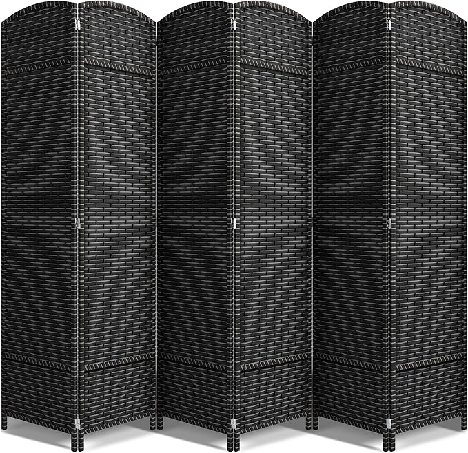 Sorbus 6 Panel Room Divider 6 ft. Tall - Privacy Screen, Extra Wide Double Hinged Panels, Mesh Hand-Woven Design, Partition Room Dividers and Folding Privacy Screens, Wall Divider for Room Separation