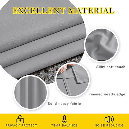 NICETOWN Silver Grey Curtains and Drapes for Window 95" L - Triple Weave Energy Saving Thermal Insulated Solid Grommet Blackout Panels for Patio (80" Wide per Panel, 2 Panels, Silver Grey)