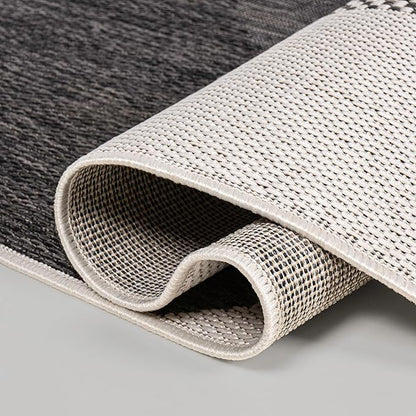 JONATHAN Y Geometric Organic Shapes Indoor Outdoor Area Rug 5X8 Cream/Black, Zia Modern for Backyard, Patio, Porch, Easy-Cleaning, High Traffic, Pet-Friendly, Non-Shedding (TSN306A-5)