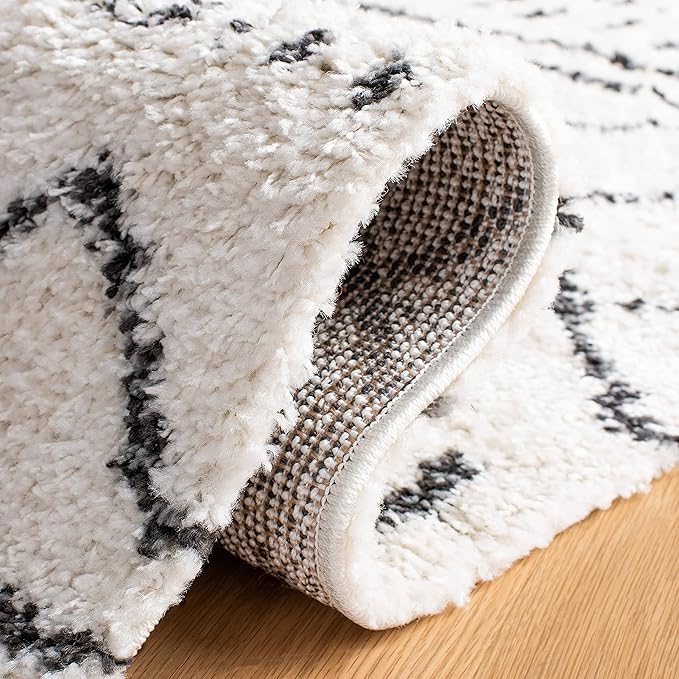 SAFAVIEH Arizona Shag Collection Area Rug - 2'3" x 16' Runner, Ivory & Black, Non-Shedding & Easy Cleaning, Plush Thick Pile, Ideal for Living Room, Bedroom, Dining Space (ASG741Z)