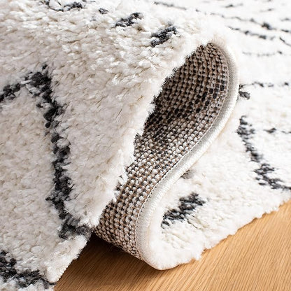 SAFAVIEH Arizona Shag Collection Area Rug - 2'3" x 16' Runner, Ivory & Black, Non-Shedding & Easy Cleaning, Plush Thick Pile, Ideal for Living Room, Bedroom, Dining Space (ASG741Z)