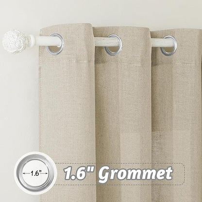 RYB HOME Sliding Door Curtains - Large Window Curtains for Living Room Dining Bedroom Decor, Linen Sheer Sunlight Glare Filter Privacy Backdrop, Beige, 100 inches Wide x 84 inches Long