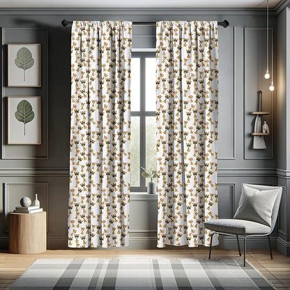 Ambesonne Giraffe Curtains, Savannah Animal Romantic Characters Funny Mascots in Human Clothes, Window Treatments 2 Panel Set for Living Room Bedroom, Pair of - 28" x 84", Brown Yellow