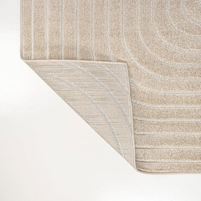 Eyely NCS101E-4 Odense High-Low Minimalist Angle Geometric Beige/Cream 4 ft. x 6 ft. Indoor/Outdoor Area Rug, for Home, Backyard, Patio, Porch, Bedroom, Kitchen, Living Room