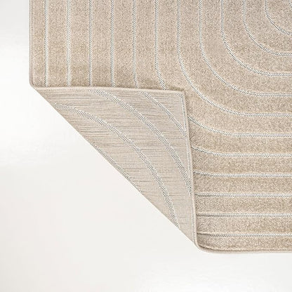 Eyely NCS101E-4 Odense High-Low Minimalist Angle Geometric Beige/Cream 4 ft. x 6 ft. Indoor/Outdoor Area Rug, for Home, Backyard, Patio, Porch, Bedroom, Kitchen, Living Room