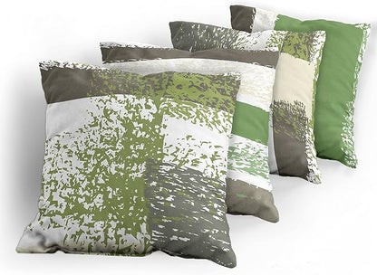 Ambesonne Grunge Throw Pillow Cushion Case Pack of 4, Abstract Design Simplistic Minimal Stripes Brushstrokes Contemporary, Modern Accent Double-Sided Digital Printing, 20", Slate Brown and Green