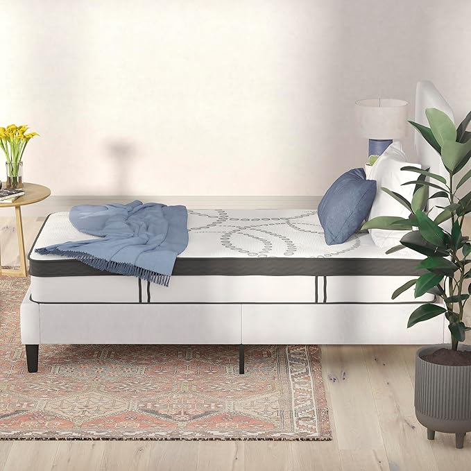 Flash Furniture Capri Comfortable Sleep 10" Hybrid Pocket Spring and Foam Mattress in a Box, Foam Pocket Spring Hybrid Mattress, Twin