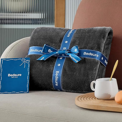 Bedsure GentleSoft Fleece Blankets Queen Size Dark Grey - Bed Blanket Soft Lightweight Plush Fuzzy Cozy Luxury Microfiber, 90x90 inches