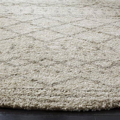 SAFAVIEH Arizona Shag Collection Area Rug - 8' Round, Ivory & Beige, Moroccan Design, Non-Shedding & Easy Care, 1.6-inch Thick Ideal for High Traffic Areas in Living Room, Bedroom (ASG741A)