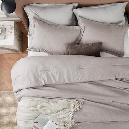 Bedsure Queen Comforter Set - Taupe Soft Bedding for All Seasons, Cationic Dyed Bed Set, 3 Pieces, 1 Queen Size Comforter (90"x90") and 2 Pillow Shams (20"x26"+2")
