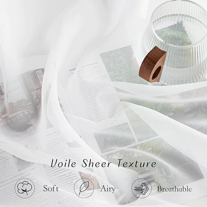 NICETOWN Sheer Curtains 90 inch Long for Living Room, Grommet Voile Sheer Lightweight Airy & Light Filtering Window Drapes for Bedroom/Nursery, Ivory, 2 Pieces, W54 x L90