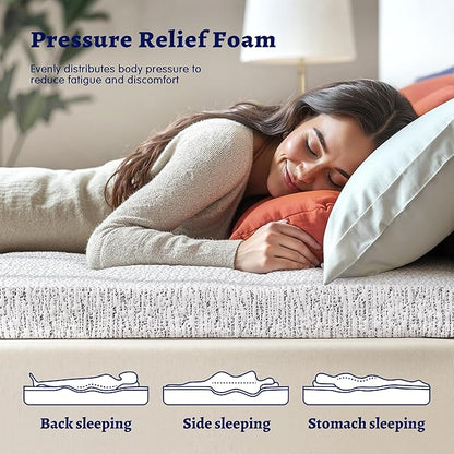 Subrtex Memory Foam Mattress Topper King, 4 Inch Bed Toppers for Pressure Relieving, Soft Mattress Pads with Removable Washable Cover