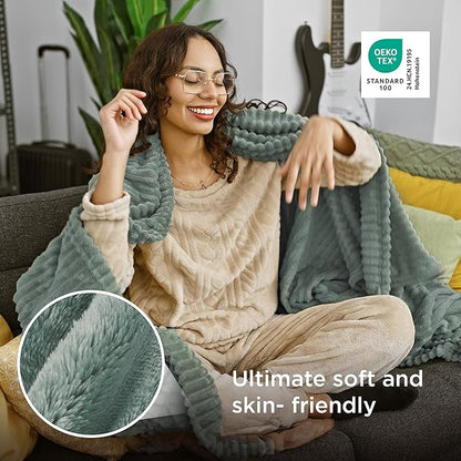 Bedsure GentleSoft Twin XL Blanket for Couch - Cozy Soft Blankets for Women, Cute Small Fleece Throws for Girls, Sage Green, 66x90 Inches
