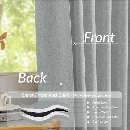 KangBang Pinch Pleat Grey Blackout Curtains 96 Inches Long, Linen Pinch Pleated Drapes for Living Room Office with Hooks Track System, Aesthetic Boho Vertical Home Decor(2 Panels,42Wx96L, Fog Grey)