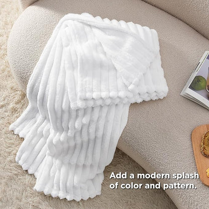 Bedsure GentleSoft Twin Fleece Blanket for Couch - Cozy Soft Blankets for Women, Cute Small Throws for Girls, White, 60x80 Inches