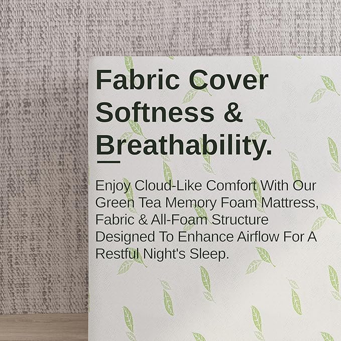 NapQueen Twin XL Size, 10 Inch Anula Green Tea Infused Memory Foam Mattress, Bed in a Box, CertiPUR-US Certified Mattress
