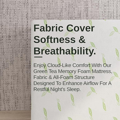 NapQueen Twin XL Size, 10 Inch Anula Green Tea Infused Memory Foam Mattress, Bed in a Box, CertiPUR-US Certified Mattress